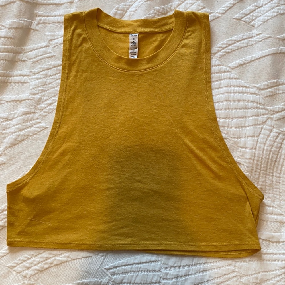 Mustard Yellow Alo Crop top